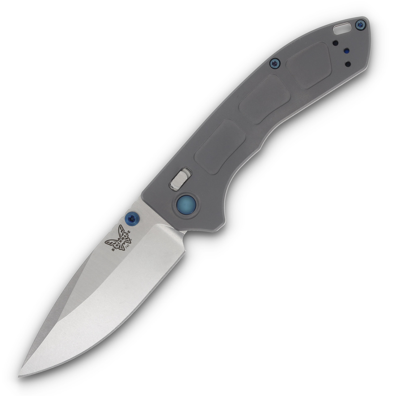 Benchmade Mini Narrows 20CV Gray Titanium Sapphire Blue Hardware