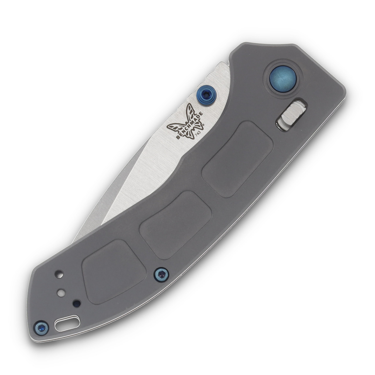 Benchmade Mini Narrows 20CV Gray Titanium Sapphire Blue Hardware