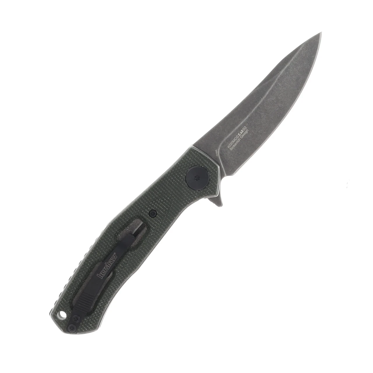 Kershaw Concierge Green 3.25 Inch Plain Black Stonewash Drop Point KS4020MCG