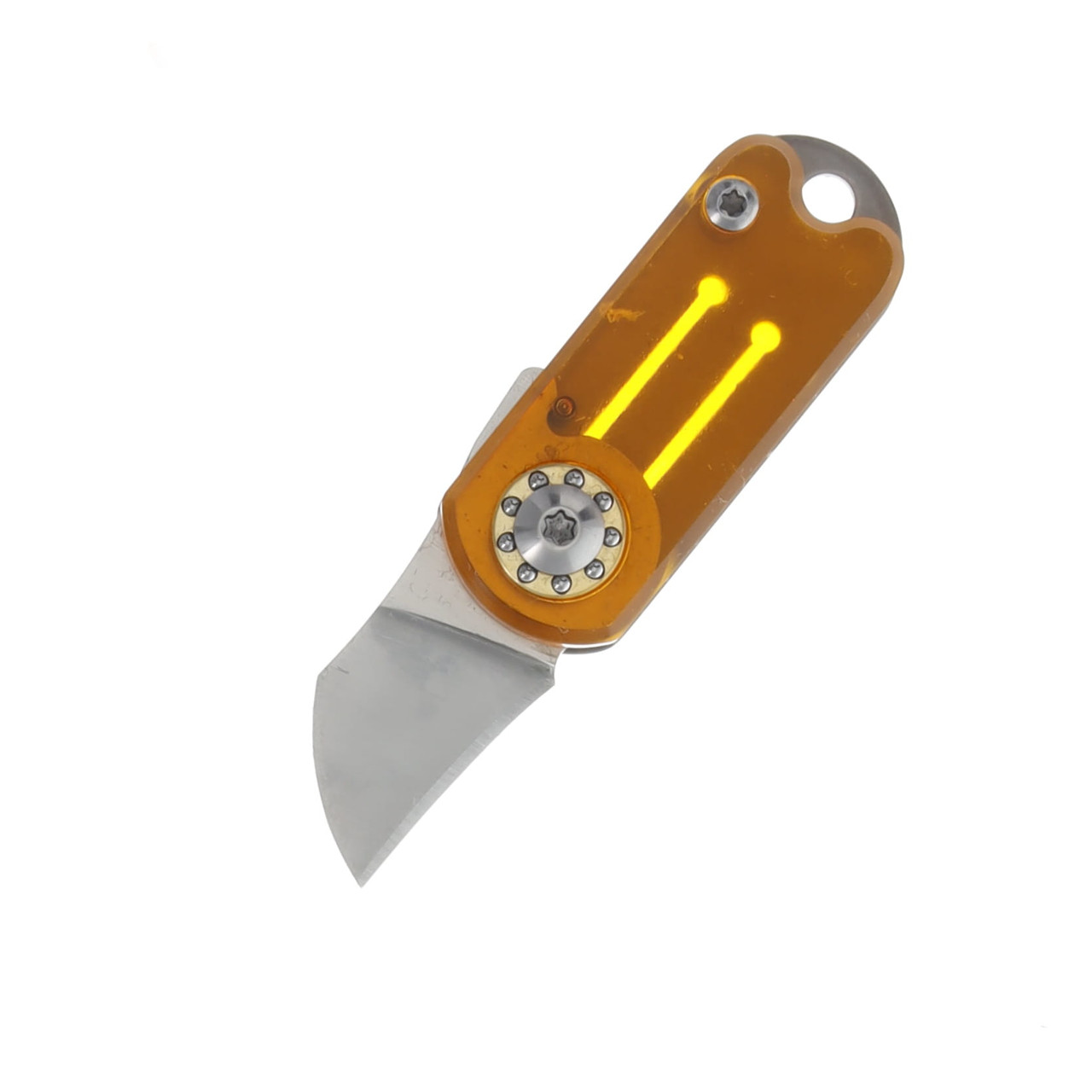 Novelty Knife Co. Mini Key Ring Knife Amber Translucent Acrylic .75in Plain Satin NV343
