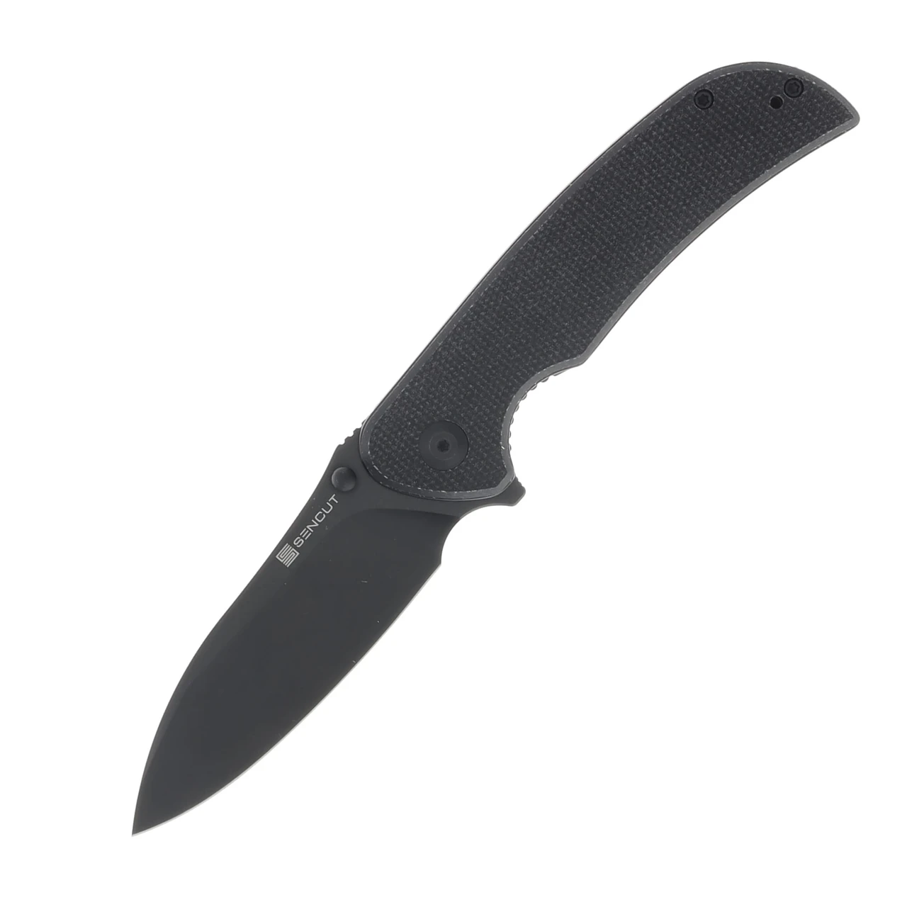 Sencut Borzam Black Canvas Folding Knife 3.46in Black Drop Point Blade S23077-3