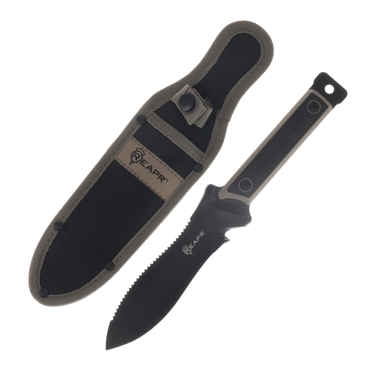 REAPR Versa Hori Hori Tan  6.5in Black Concave Dual Sided Fixed Blade CTLR-026-TAN-RPR