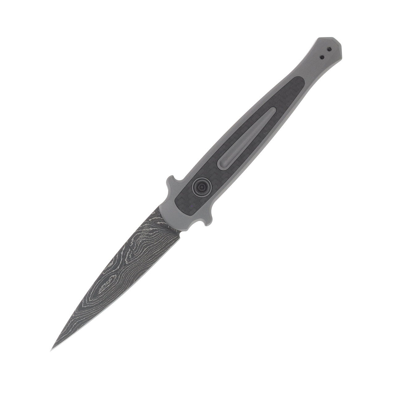 Kershaw Auto Launch 8 Button Lock Damascus Spear Point Blade Black Anodized Aluminum AUKS7150DAM