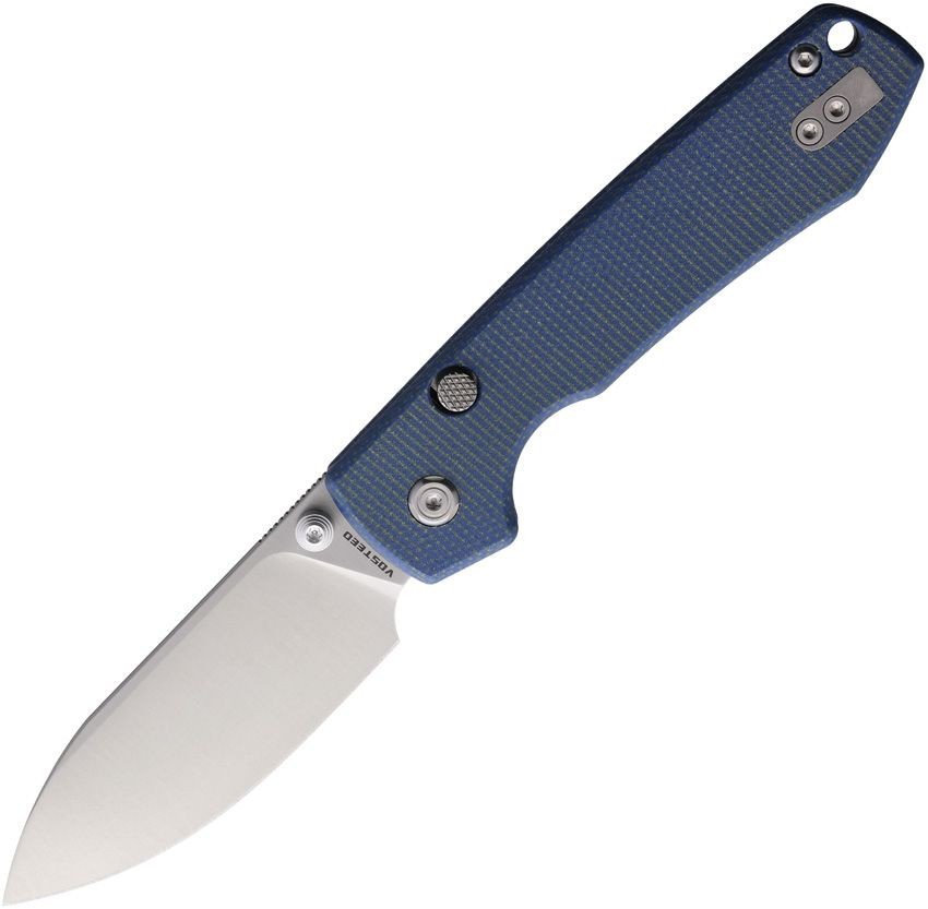Vosteed Racoon Linerlock Folding Knife Satin 14C28N Blue Micarta A2905