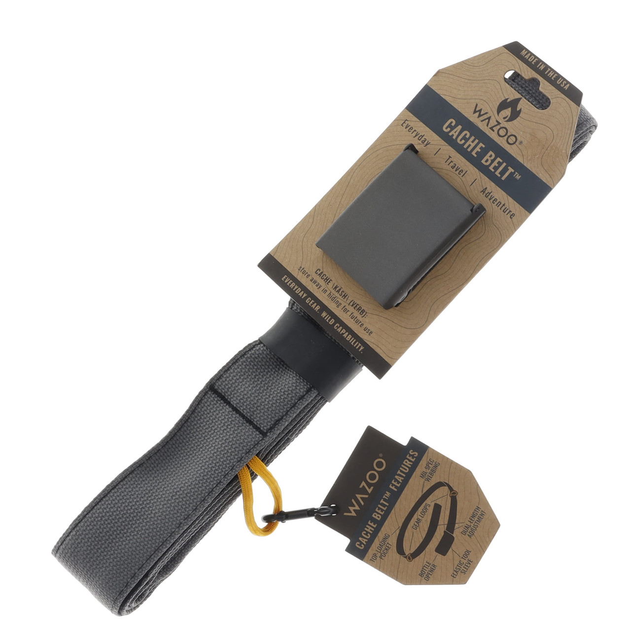 Wazoo Cache Belt LG Wolf Grey Black Accent Stitching Tungsten Grey