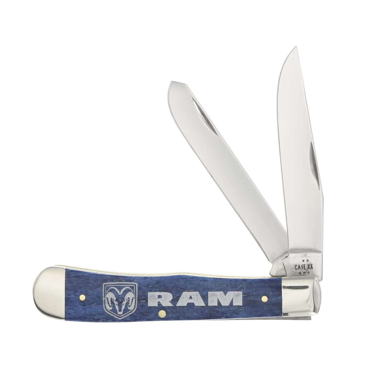 Case XX Ram Navy Blue Smooth Bone Trapper Folding Knife CA37482
