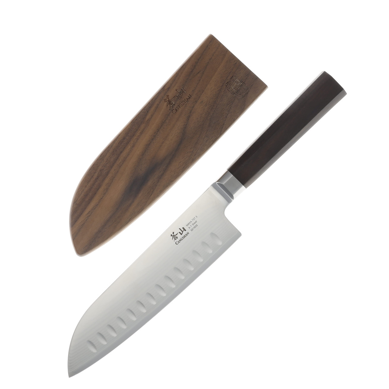 Cangshan Maya Series 7in Santoku Knife With Sheath 501905 - Smoky