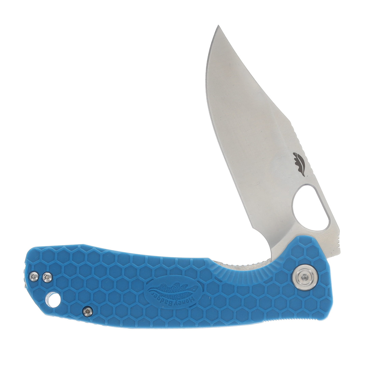 Honey Badger Large Flipper Blue 3.63 Inch Plain Satin Clip Point