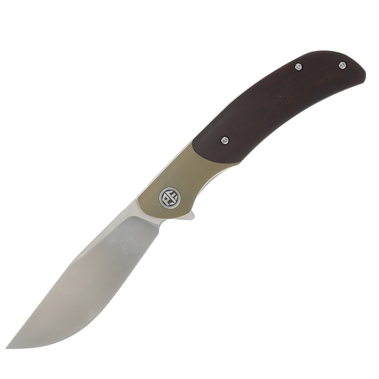 Petrified Fish Hourglass Snakewood 3.54in Satin Drop Point Blade