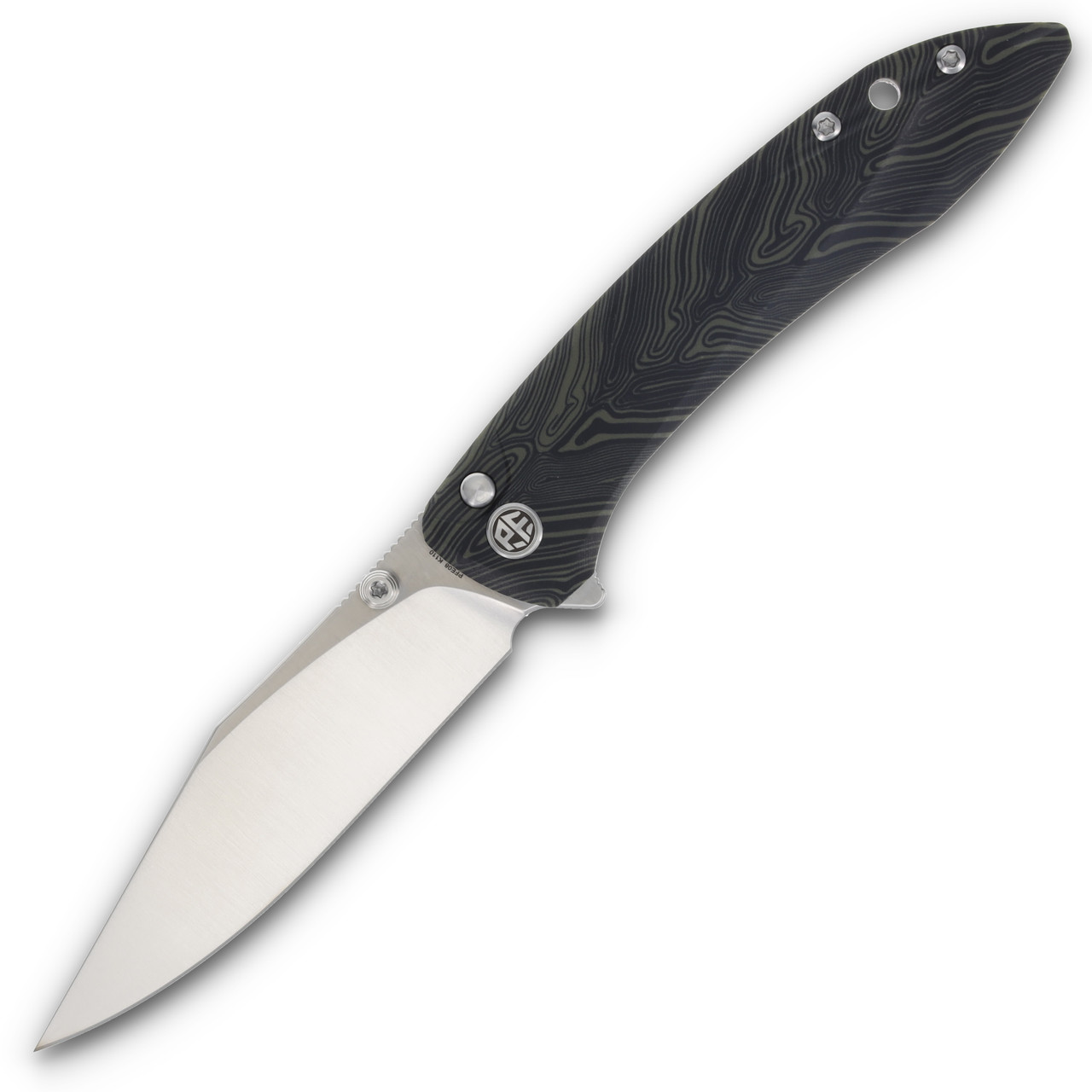 Petrified Fish Grow Folding Knife Green Gmascus 3.62in Clip Point