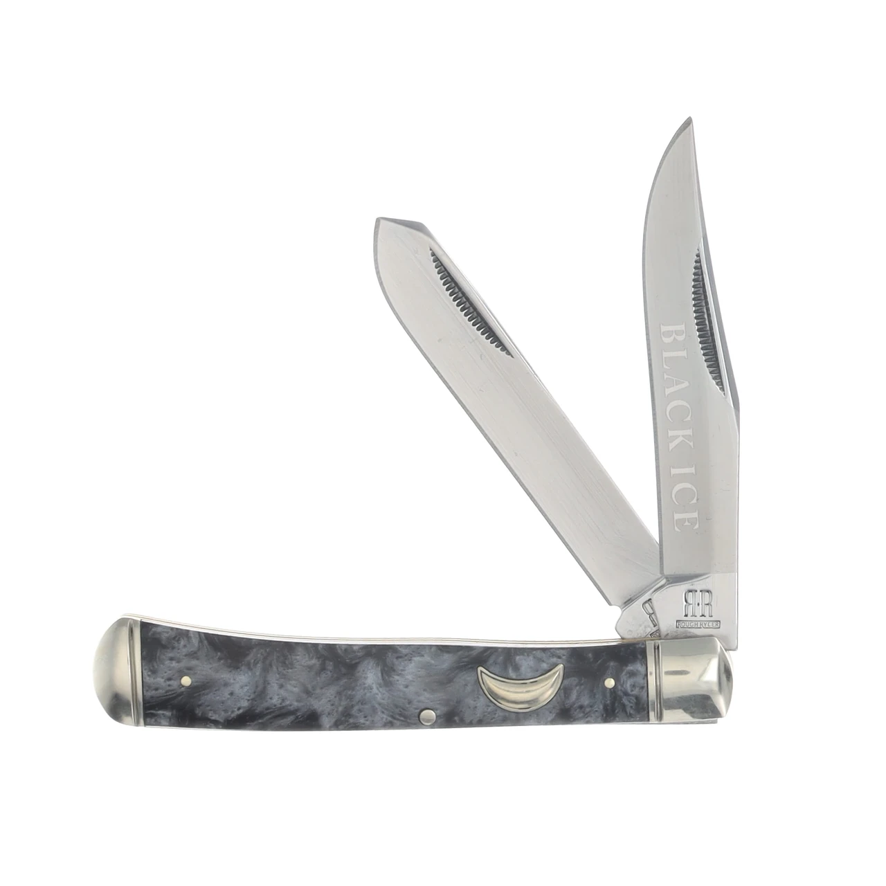 Rough Ryder Black Ice Swirled Synthetic Trapper Pocket Knife RR2692