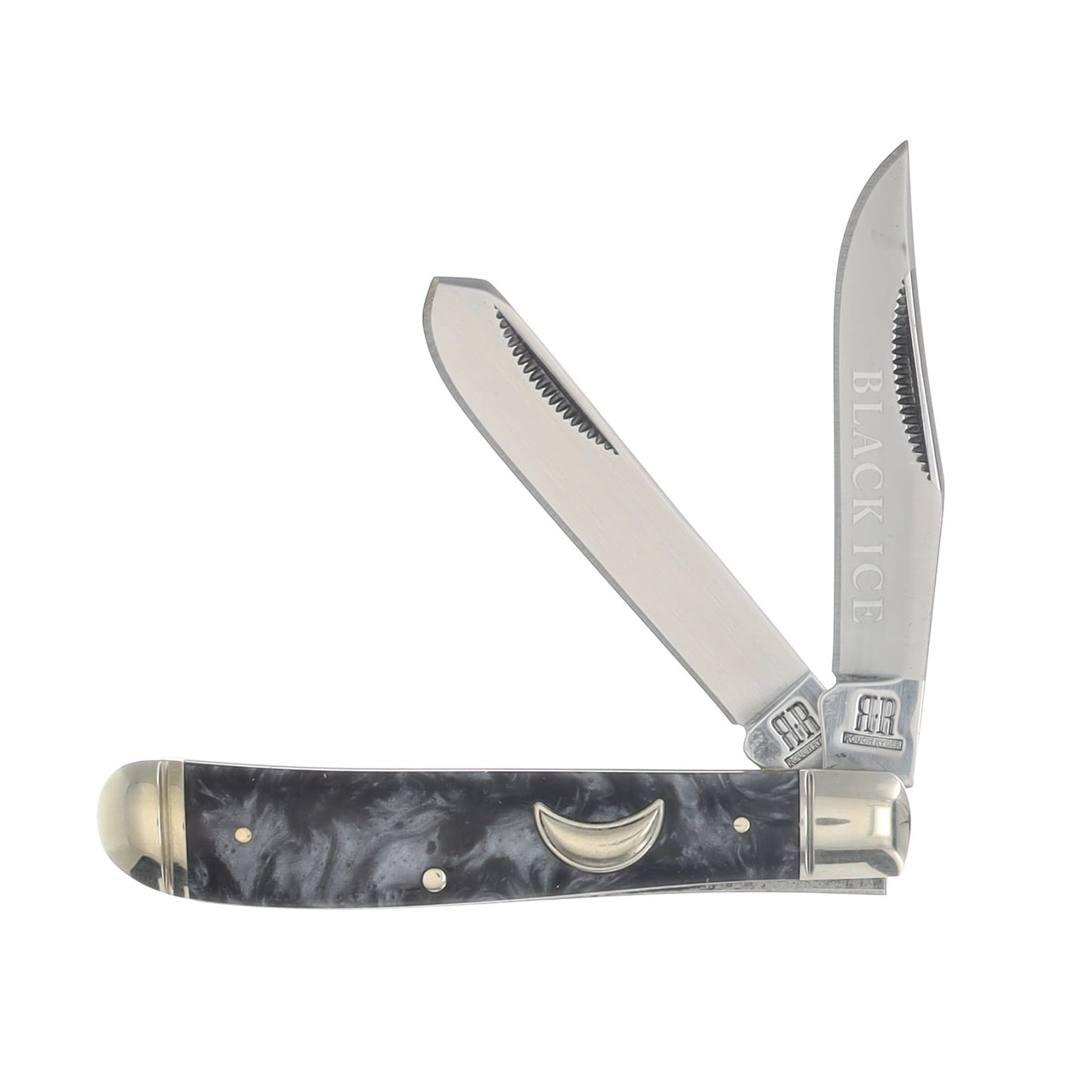 Rough Rider Black Ice Swirled Synthetic Mini Trapper Pocket Knife