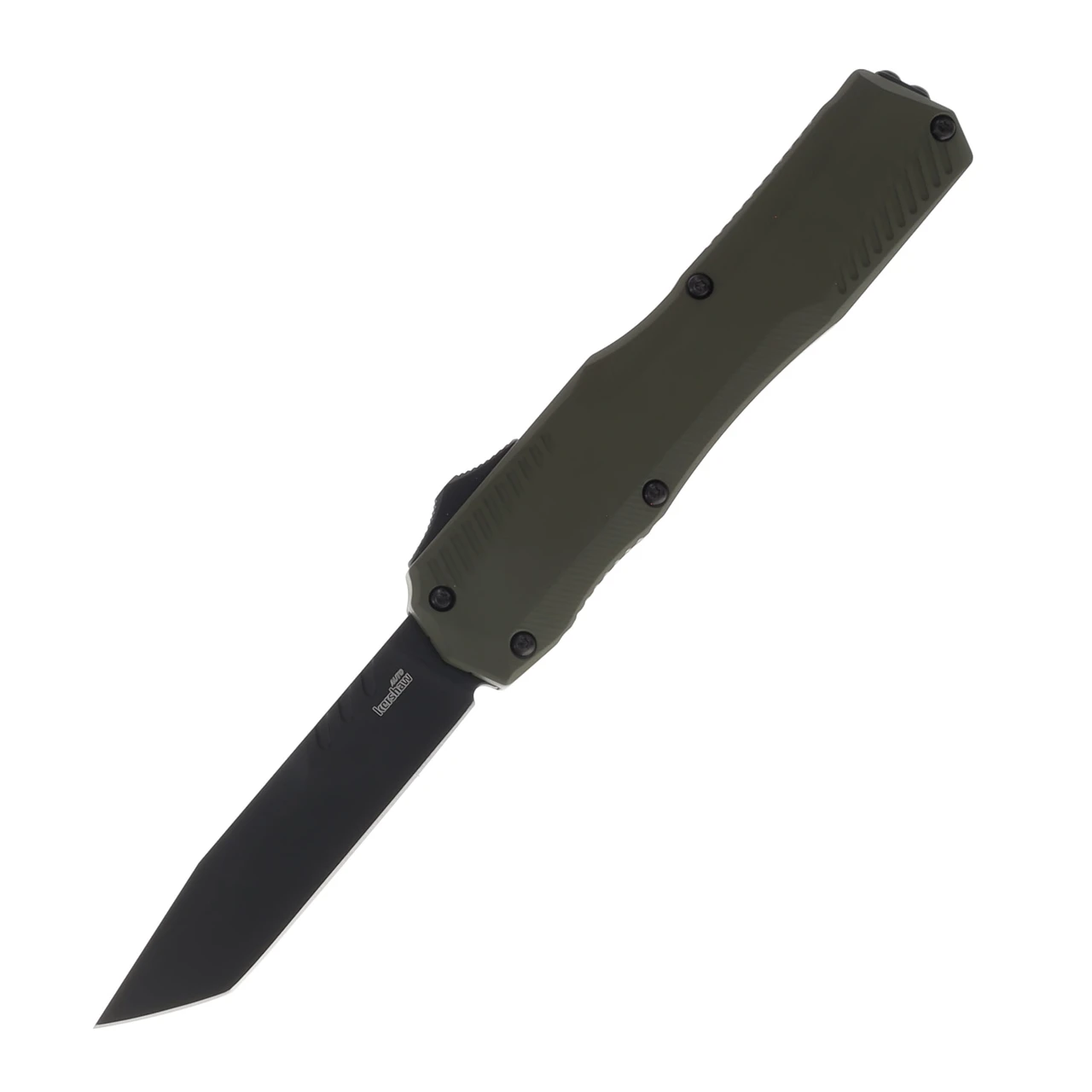 Kershaw Livewire OTF Auto Knife OD Green - 3.3in Black Tanto S/E Plain AUKS9000TOLBLK