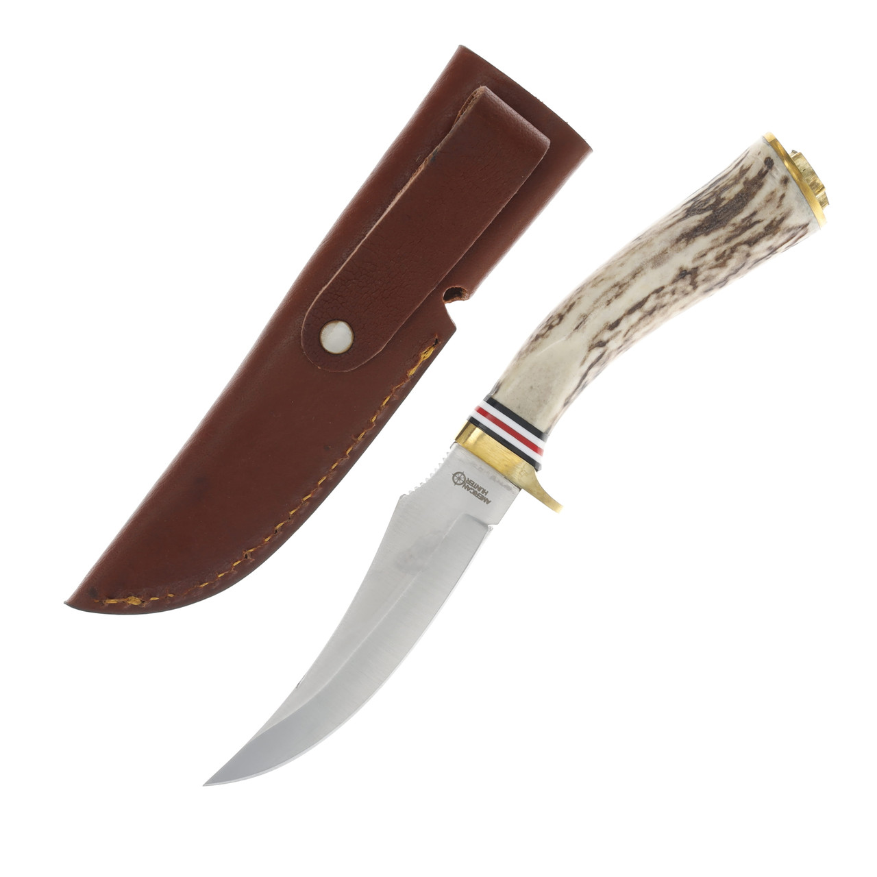 American Hunter Stag Fixed Blade 4.5in Upswept Skinner Knife