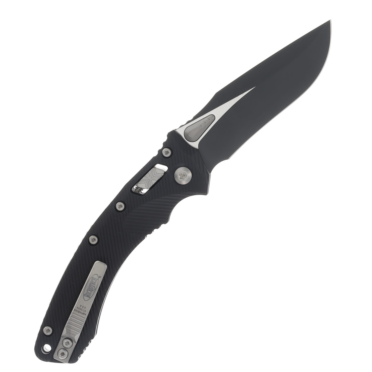Microtech Amphibian Ram-Lok Fluted Black 3.9in Clip Point Blade