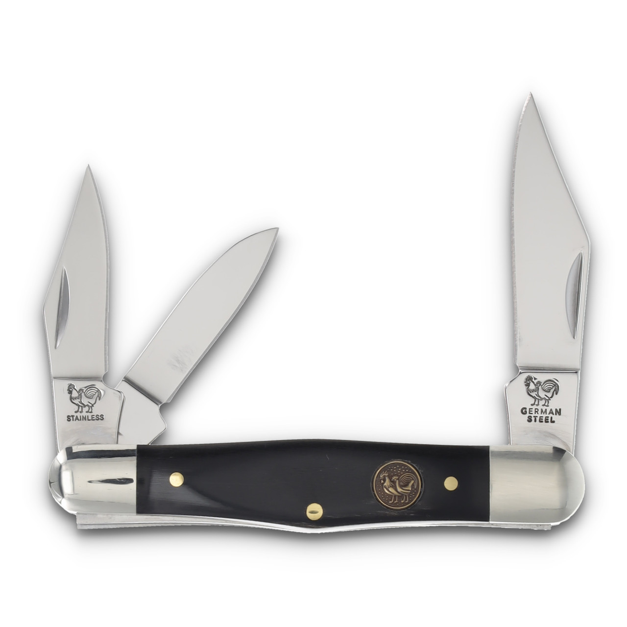 Hen & Rooster 3 Blade Whittler Buffalo Horn HRI123BH - Smoky