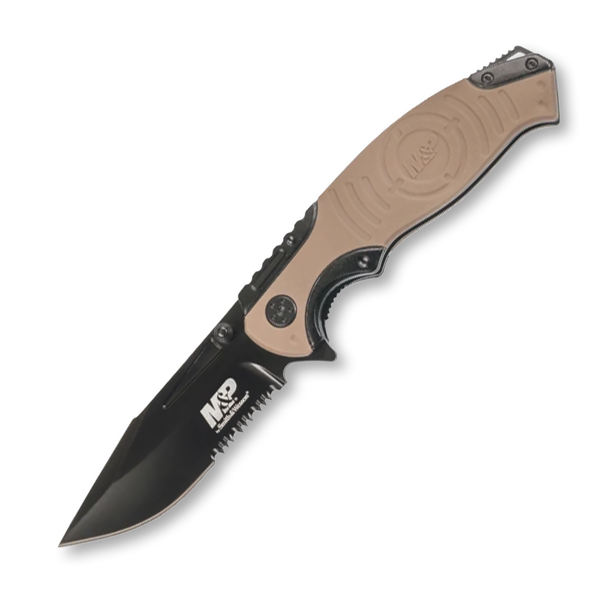 Smith & Wesson M&P FDE Folding Knife 3.5in Black Clip Point PS Blade