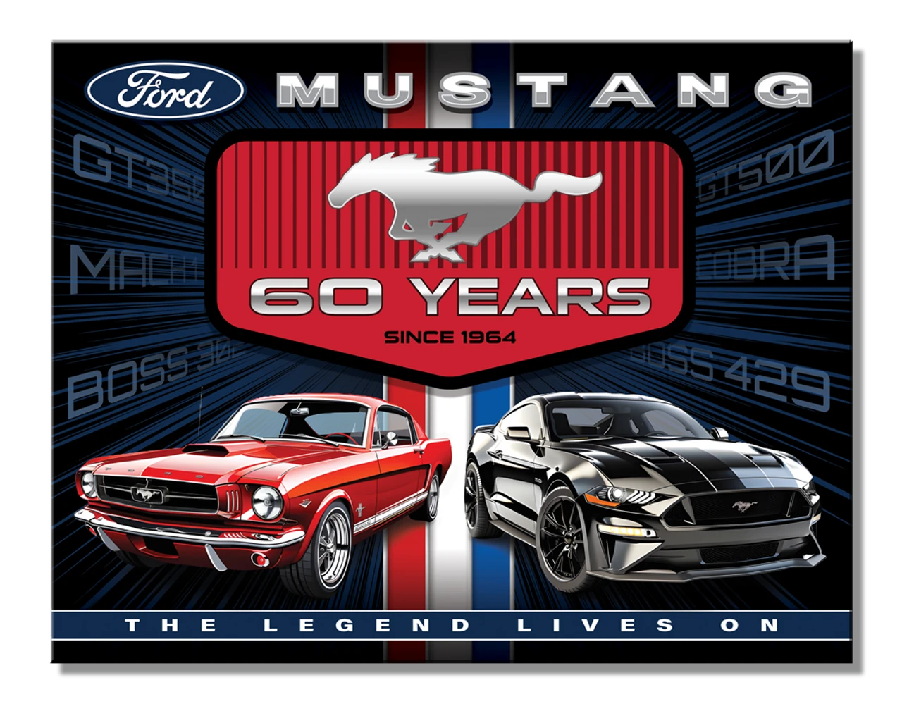 Desperate Enterprises Ford Mustang 60 Years Tin Sign SG2862