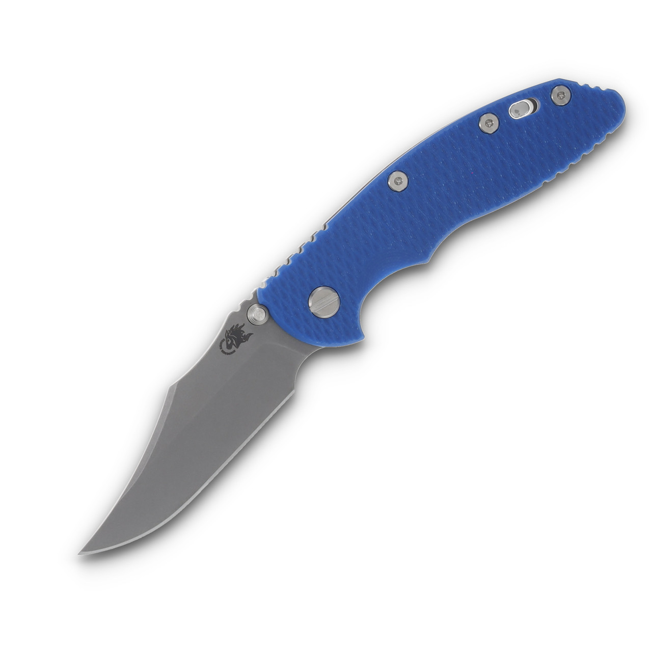 Hinderer XM-18 3.5in Non Flipper Bowie Working Finish Blue G10