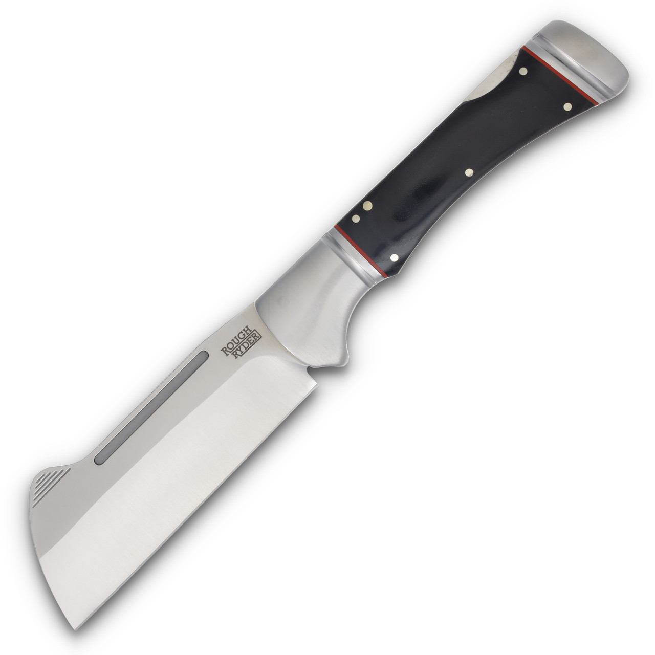 Rough Ryder Camp Side Cleaver Folding Knife Black Burlap Micarta