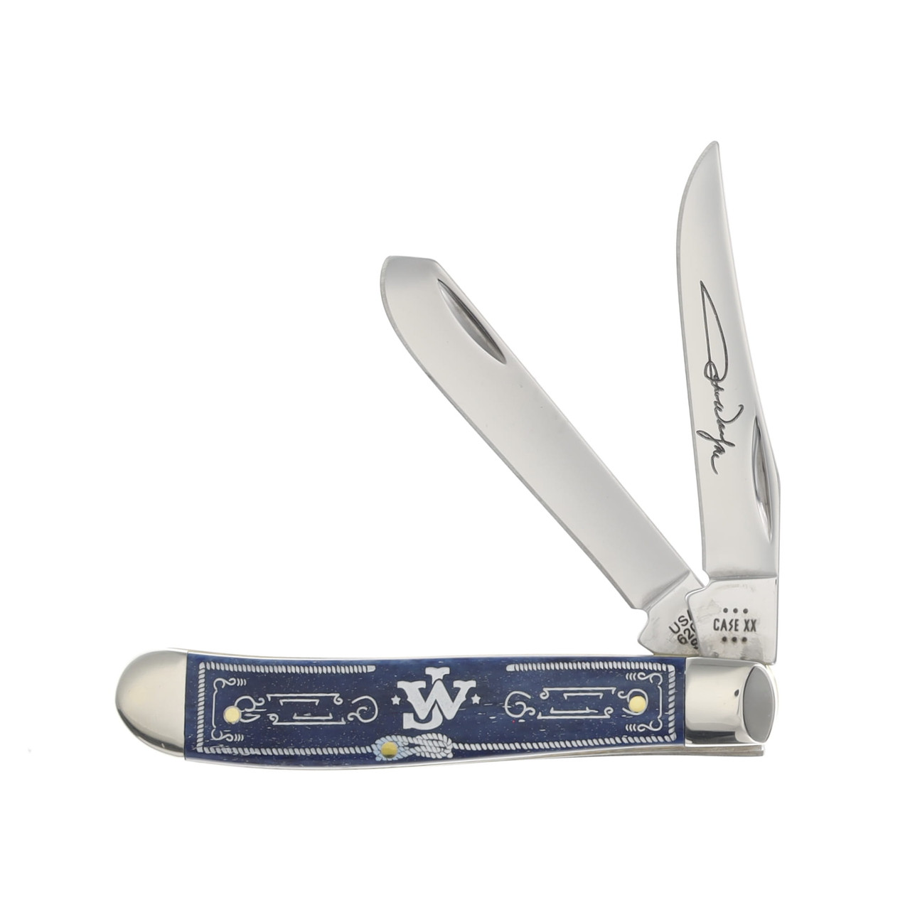 Case XX John Wayne Navy Blue Smooth Bone Mini Trapper Folding