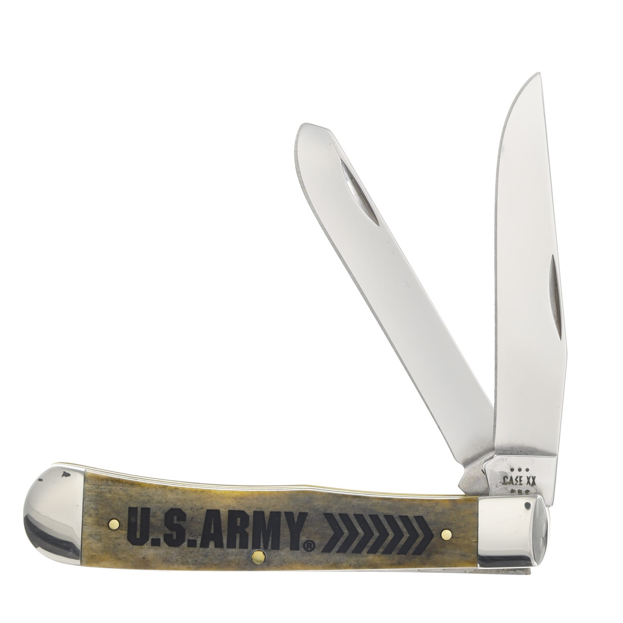 Case XX U.S. Army Smooth Olive Green Bone Trapper Folding Knife