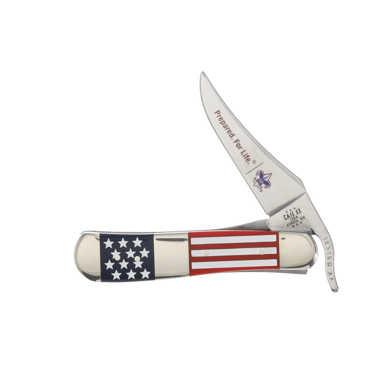 Case XX Boy Scouts American Flag Smooth Synthetic RussLock Folding Knife CA18069