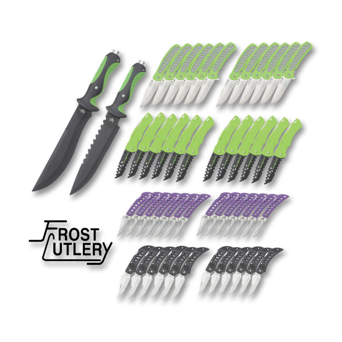 Frost 100 Piece Fixed and Folding Knife Set 2024 FR10024 - Smoky