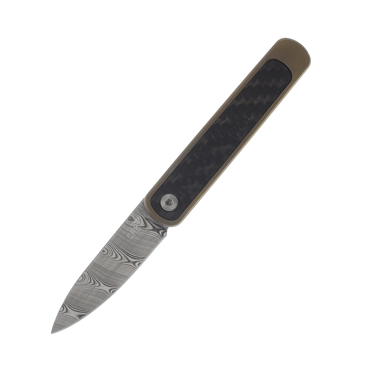 CRKT Pup Slip Joint Folding Knife Titanium 2.09in Twist Damasteel Blade CR7071