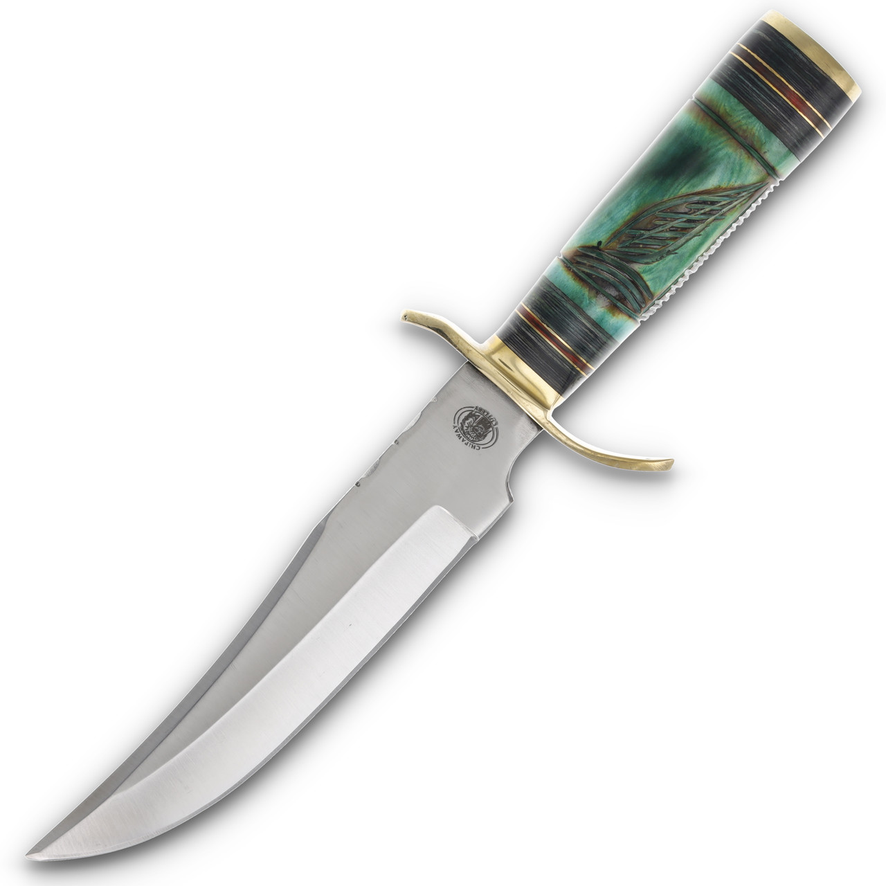 Frost Chipaway Cutlery 12in Flying Crow Green Bone Bowie Fixed Blade  FRCW03GB - Smoky Mountain Knife Works