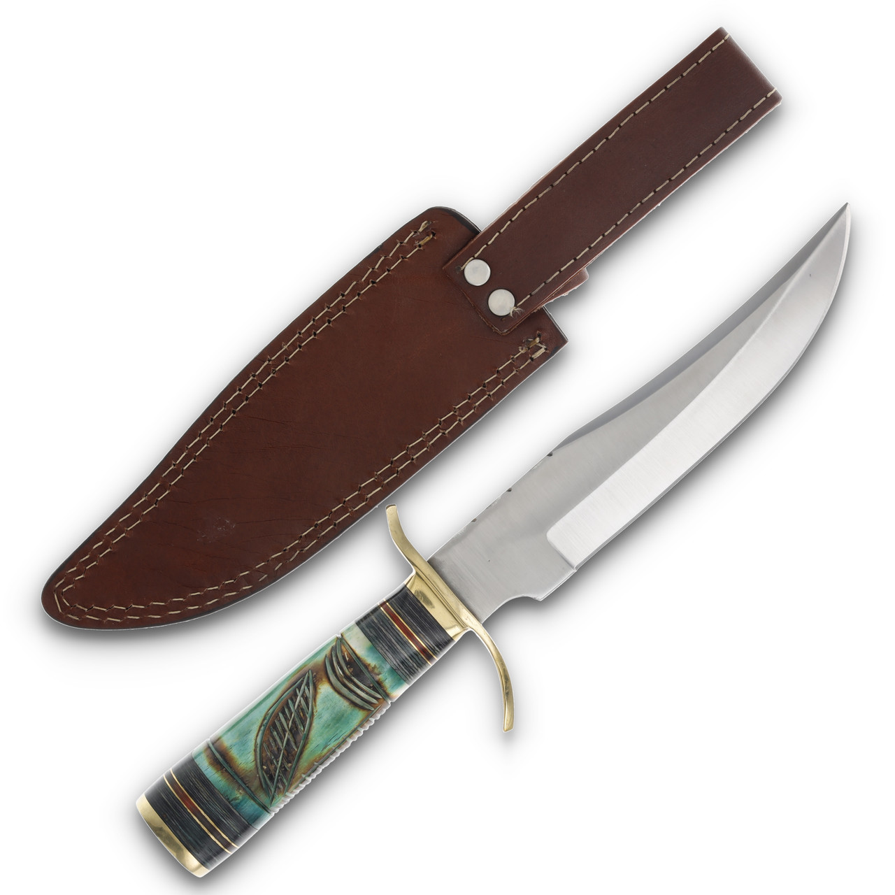 Frost Chipaway Cutlery 12in Flying Crow Green Bone Bowie Fixed Blade  FRCW03GB - Smoky Mountain Knife Works