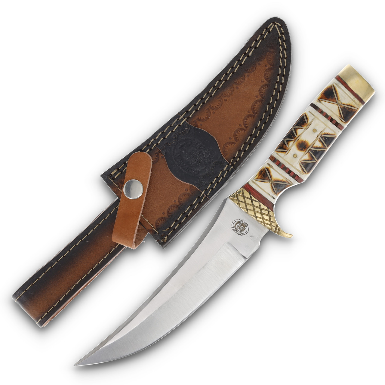 Frost Chipaway 12in Falling Meadow Bone Handle Fixed Blade
