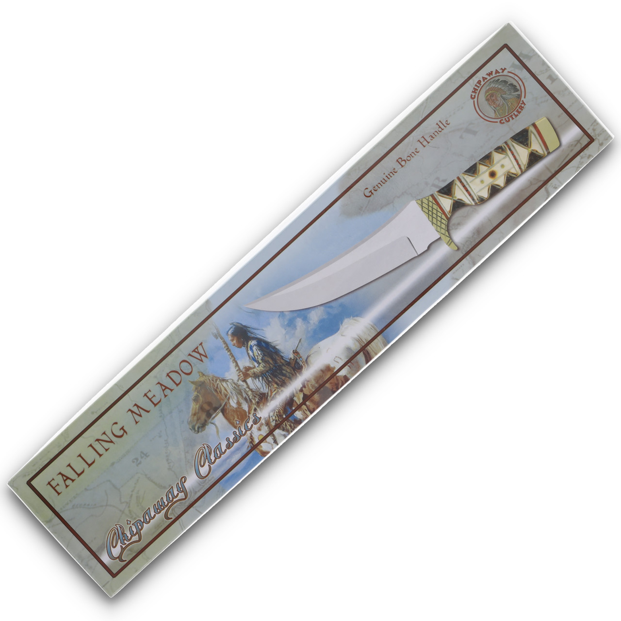 Frost Chipaway 12in Falling Meadow Bone Handle Fixed Blade