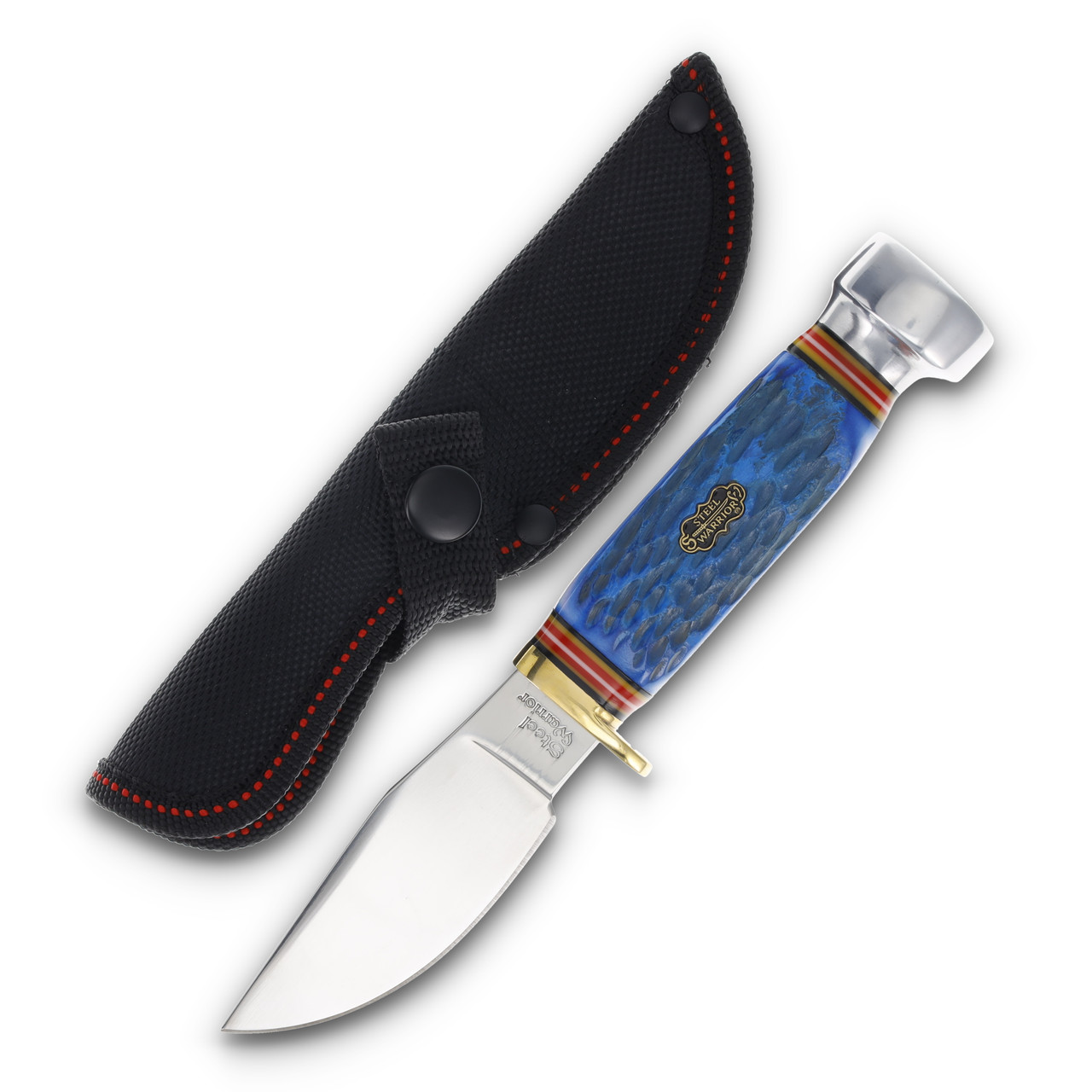Frost Steel Warrior 8in Buck Skinner Blue Jigged Bone Fixed Blade