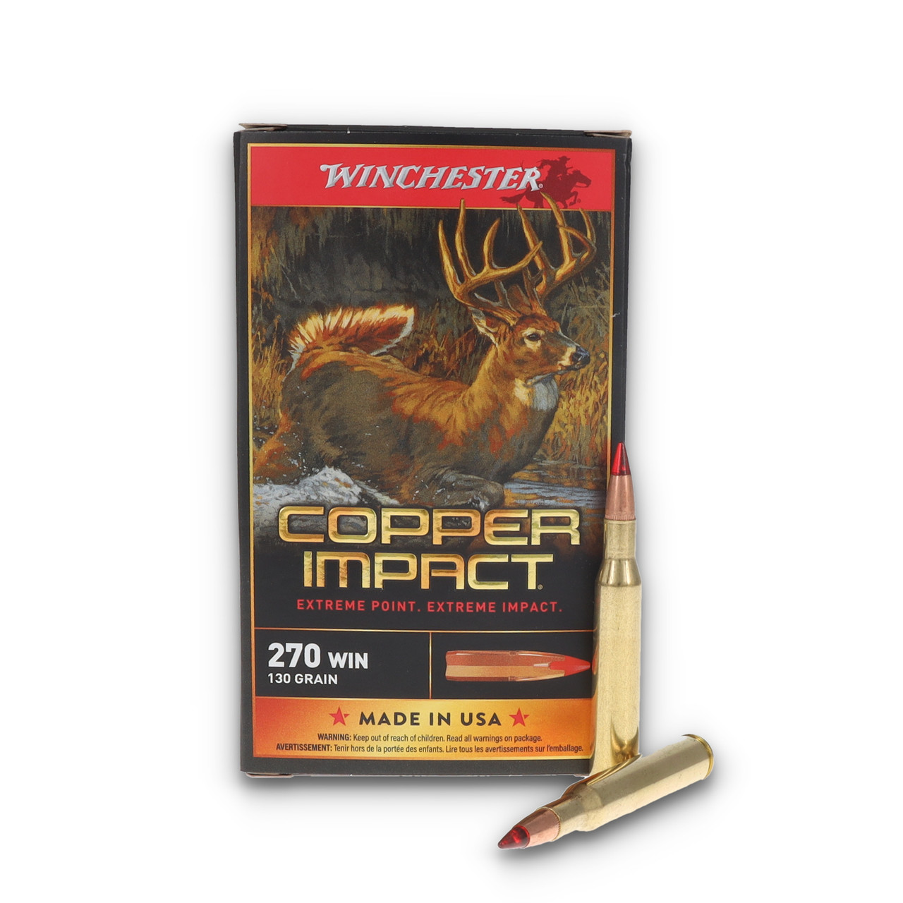 Winchester Copper Impact .270 Win 130gr CEP Lead-Free Brass Ammo 20 Rd