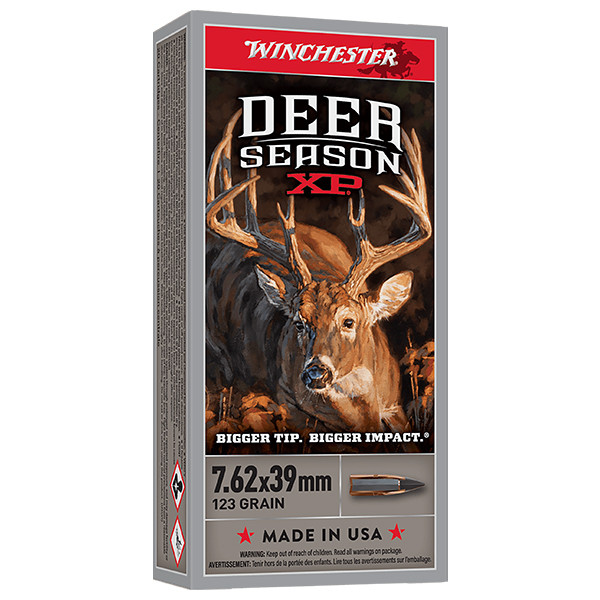 Winchester Deer Season XP 7.62x39mm Rifle Ammo 20 Rounds Brass Centerfire 123 Grain Extreme Point 
