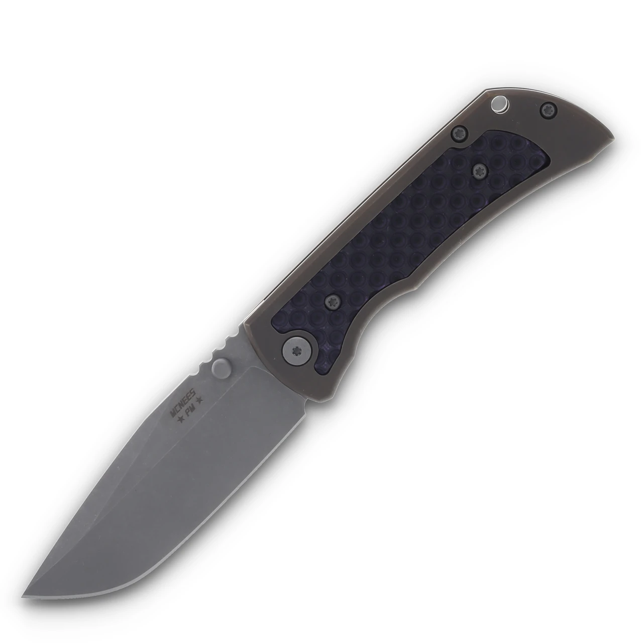McNee's Custom Knives MAC2 3.5 Atomic Bronze Purple Black G-10 Inlay