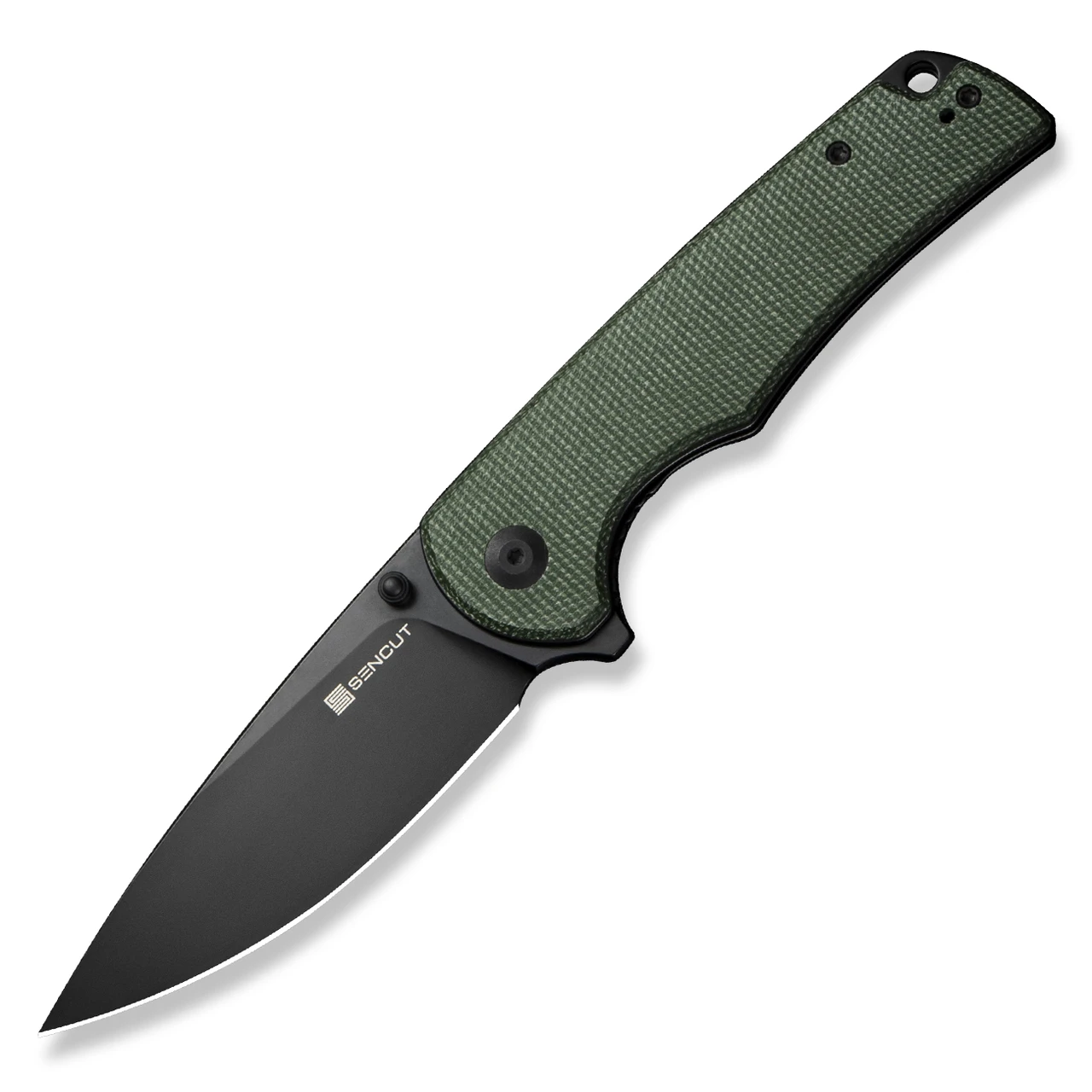 Sencut Praktisk Green Canvas Micarta Handle Black 9Cr18MoV Blade S24019-3
