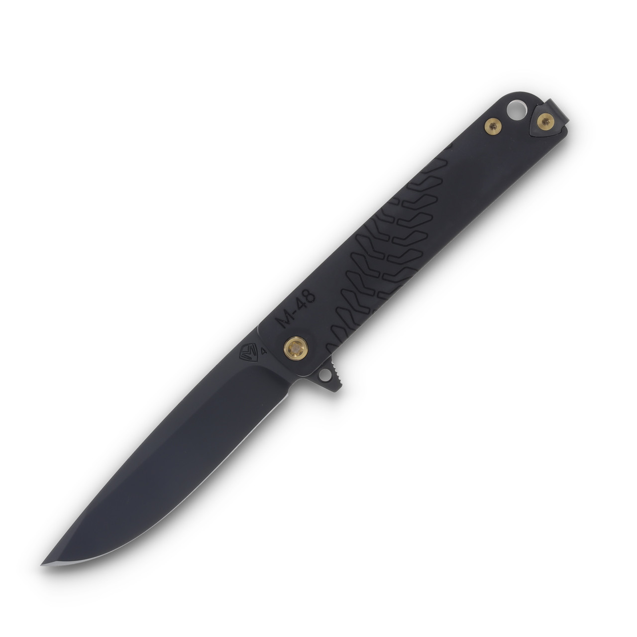 Medford M-48 Folding Knife DLC S45VN Black Handles Bronze Hardware