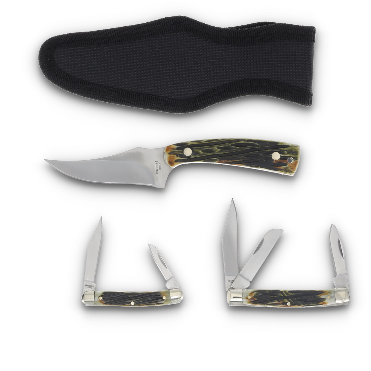 Rough Ryder SMKW Exclusive Skinner, Stockman, Pen Knife 3pc. Gift