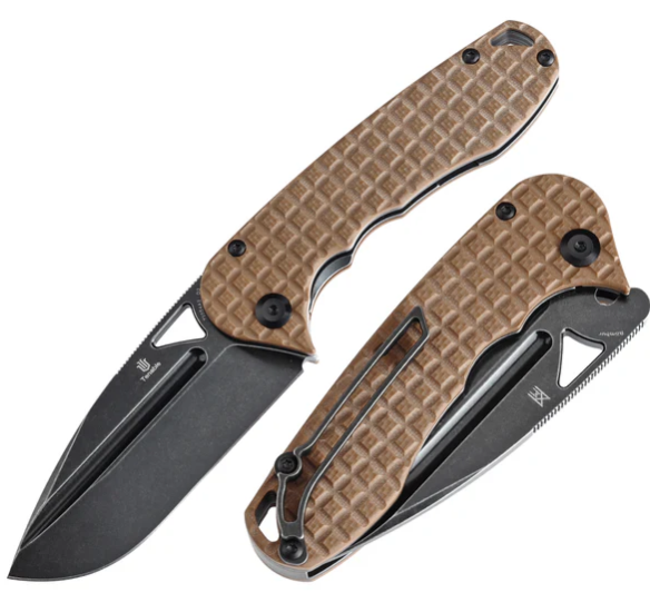 Tenable Bombur Folding Knife 3.53in Plain G-10 Frag Pattern Stonewash