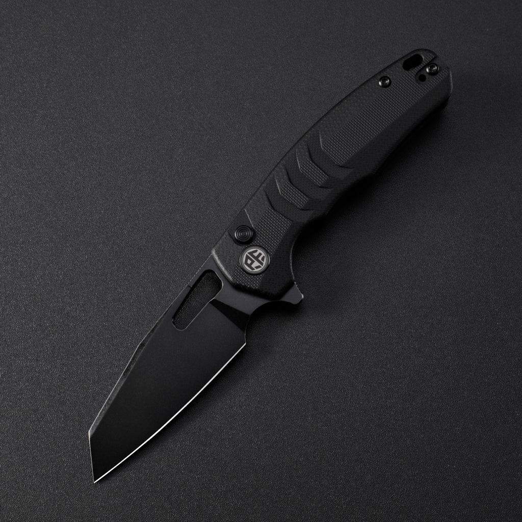 Petrified Fish Trilobite Flipper Folding Knife Stonewash/Black G-10