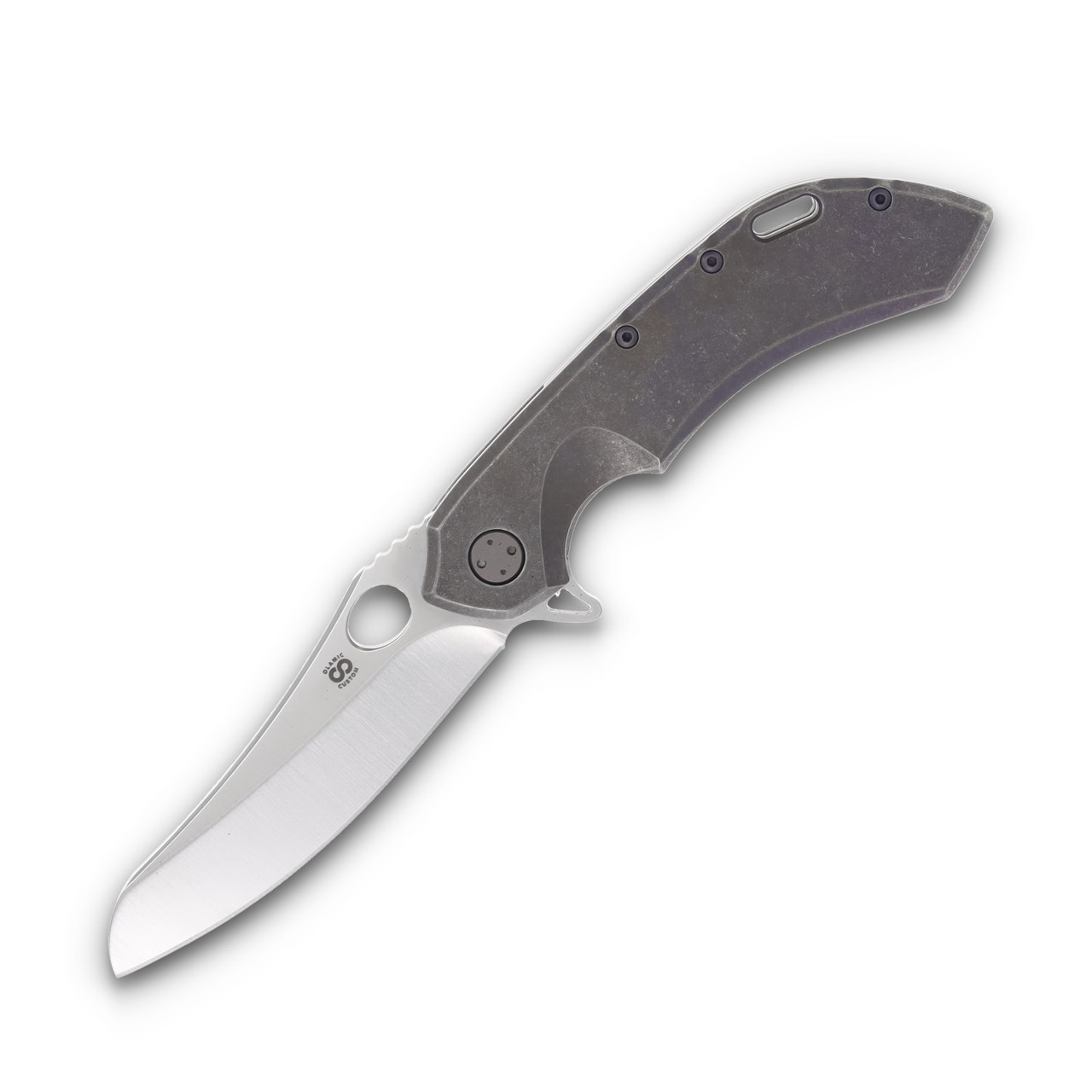 Olamic Wayfarer 247 Folding Knife 177M Satin S90V Mouflon Deep Purple Stonewash with Partial Waveform