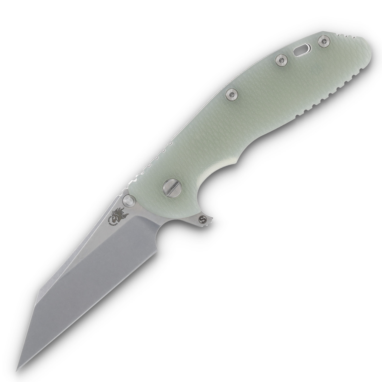 Hinderer XM-24 4.0 Skinny Wharncliffe Stonewash Titanium/Translucent Green G-10