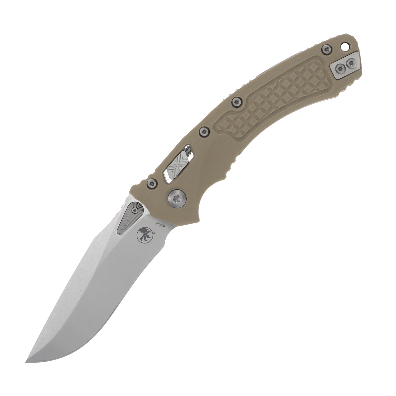 Microtech Amphibian RAM LOK Frag G10 Tan 3.87in Stonewash Clip Point