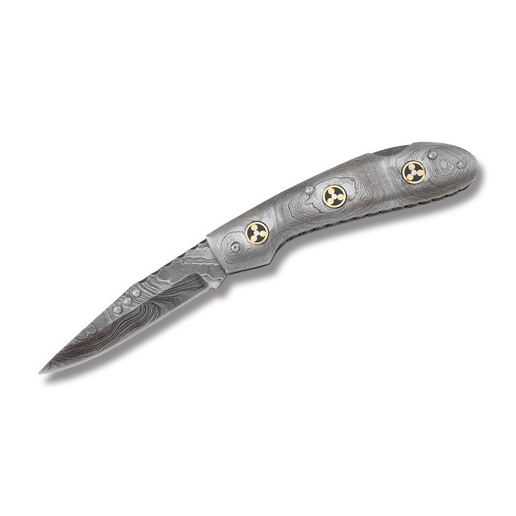 Rite Edge Folding Knife Damascus 2.62 Inch Plain Damascus Spear Point Open