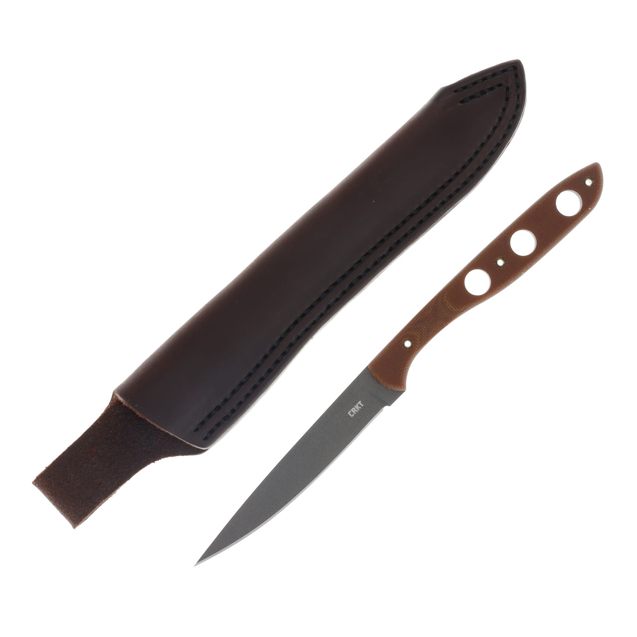 CRKT Kasilof Fixed Blade Knife Brown 3.87in Plain Cerakote Drop Point CR3031