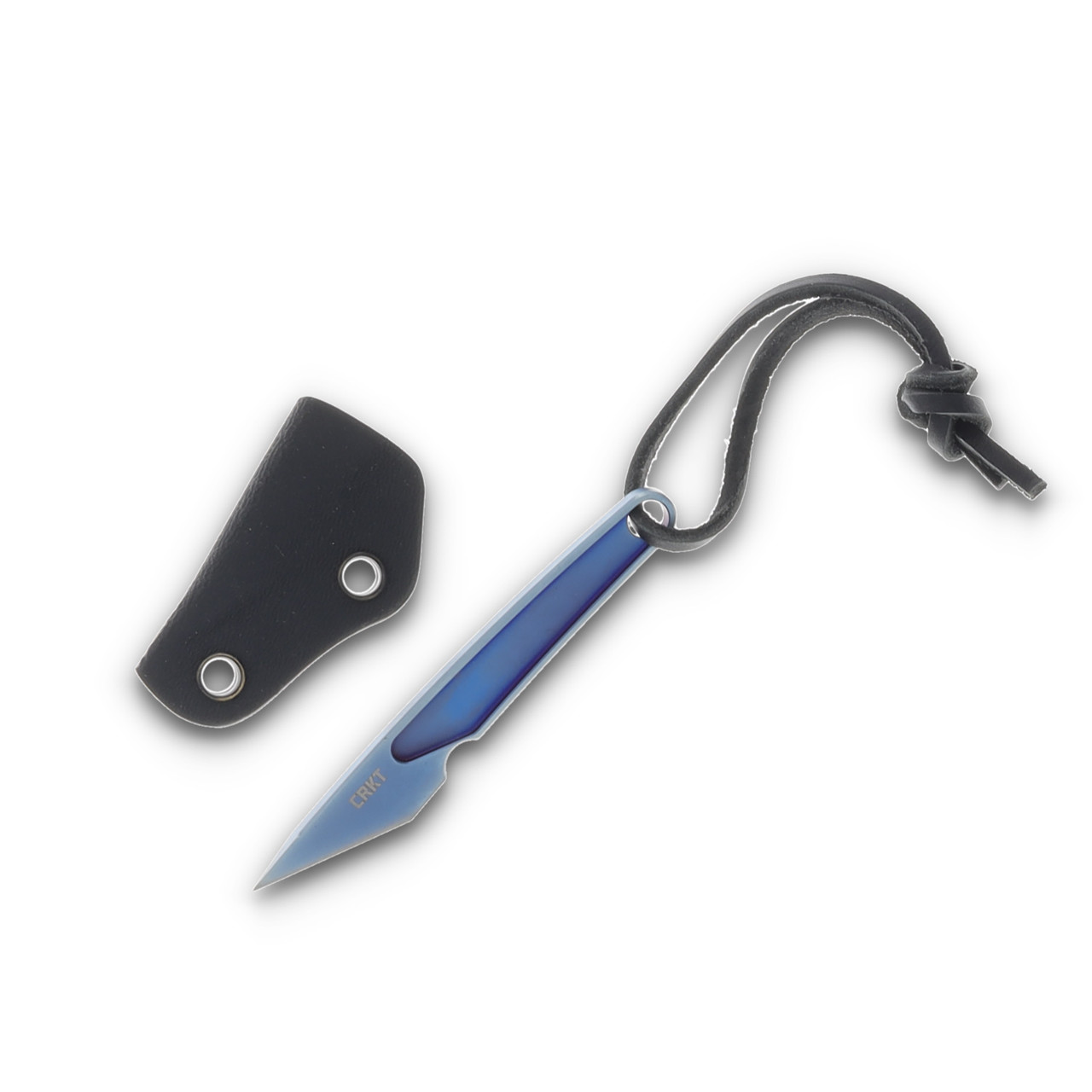 CRKT HangTi Fixed Blade Blue Titanium Knife 1.06in Kiridashi Blade CR7065