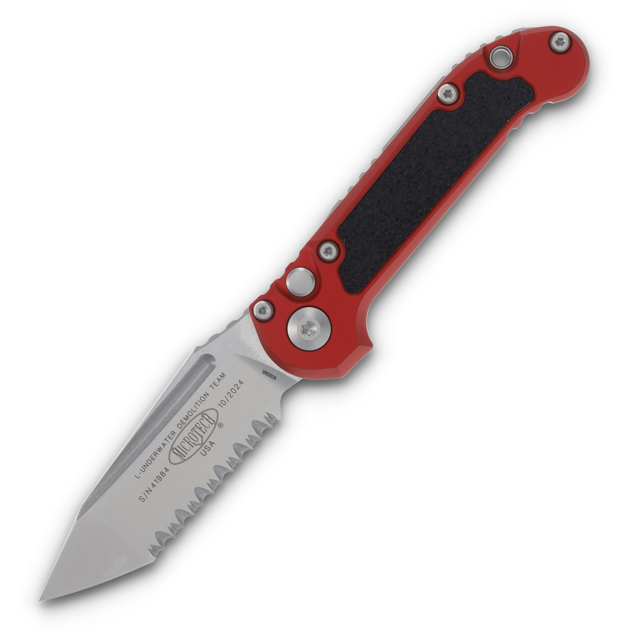 Microtech L.U.D.T. T/E Gen III Red Stonewash Full Serrated