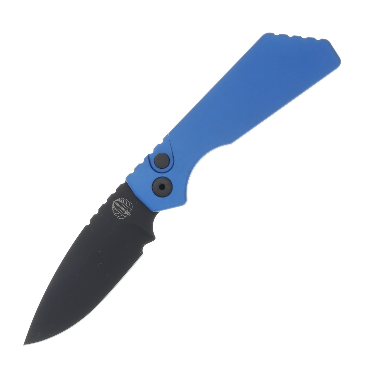 Pro Tech Auto Strider PT+ Blue Solid 3in Black DLC Drop Point Blade